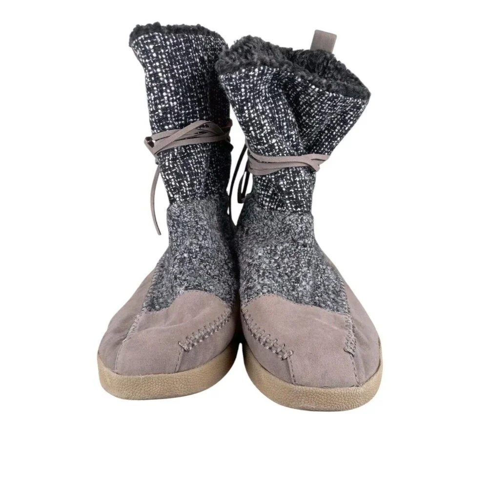 Madden Girl Jackmen Black/White Tweed‎ Boots Lace Tie Booties Size 9 Beige